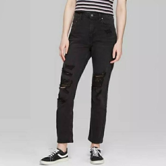 Wild Fable Faded Black High Rise Mom Jeans - Picture 1 of 12